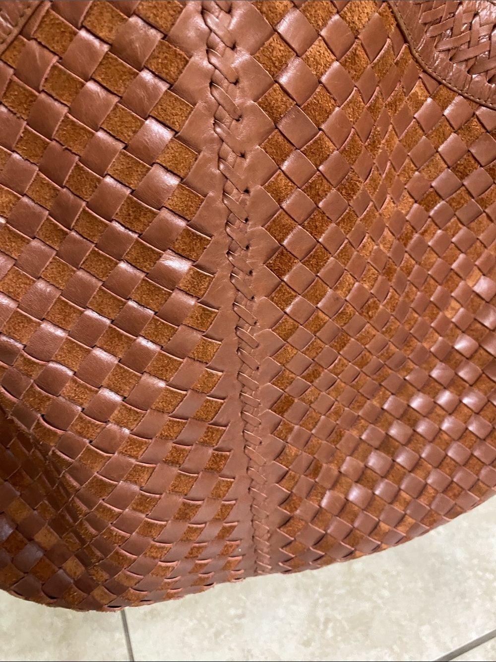 ELF Woven Leather French Lover Oversized Hobo Bag - Cognac - Picture 9 of 16